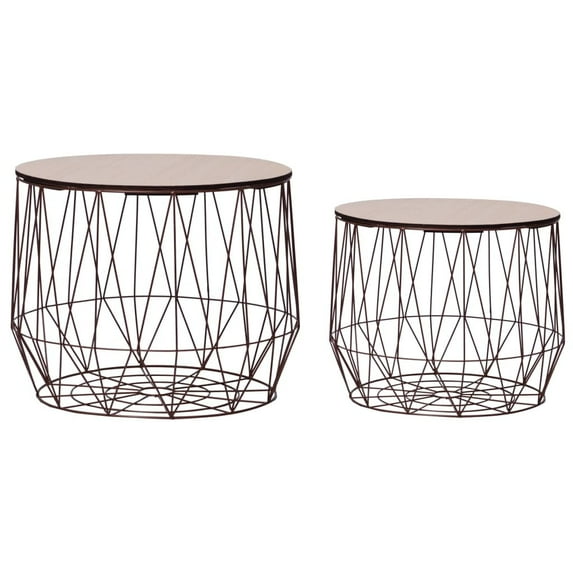 vidaXL Coffee Table Set of 2 Copper Metal Small Detachable