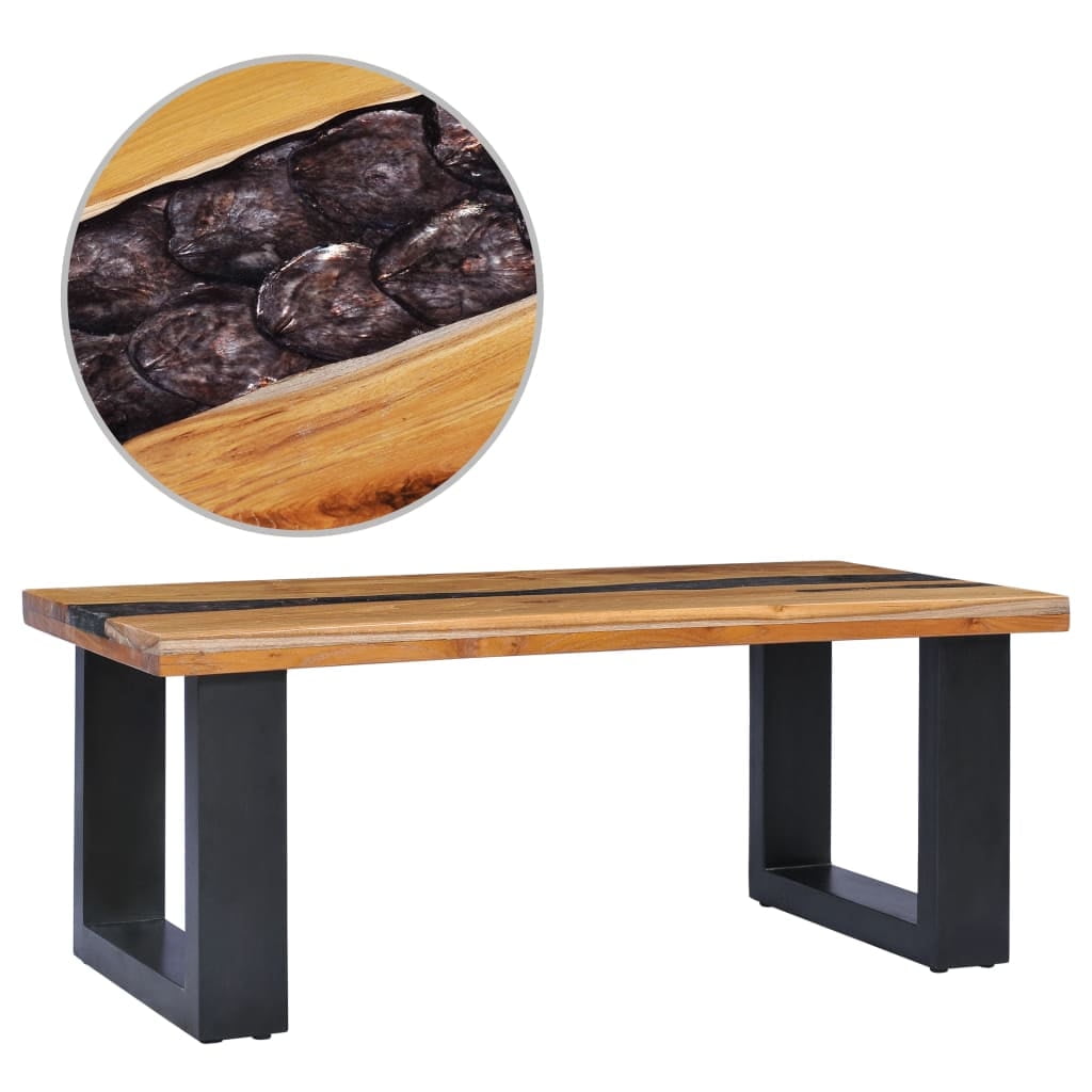 Rustic Charm Teak Wood and Shell 39" Coffee Table