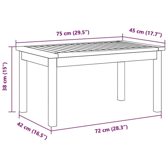 vidaXL Coffee Table 75x40x38 cm Solid Wood Acacia