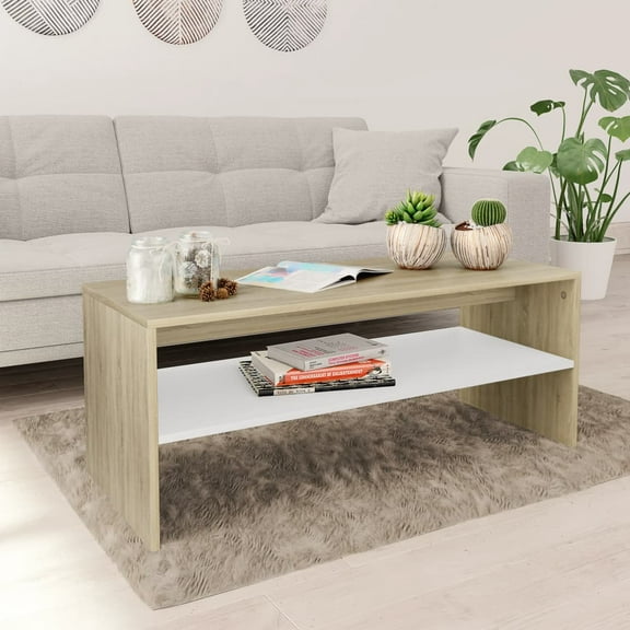 vidaXL Coffee Table End Table Accent Sofa Table with Storage Engineered Wood