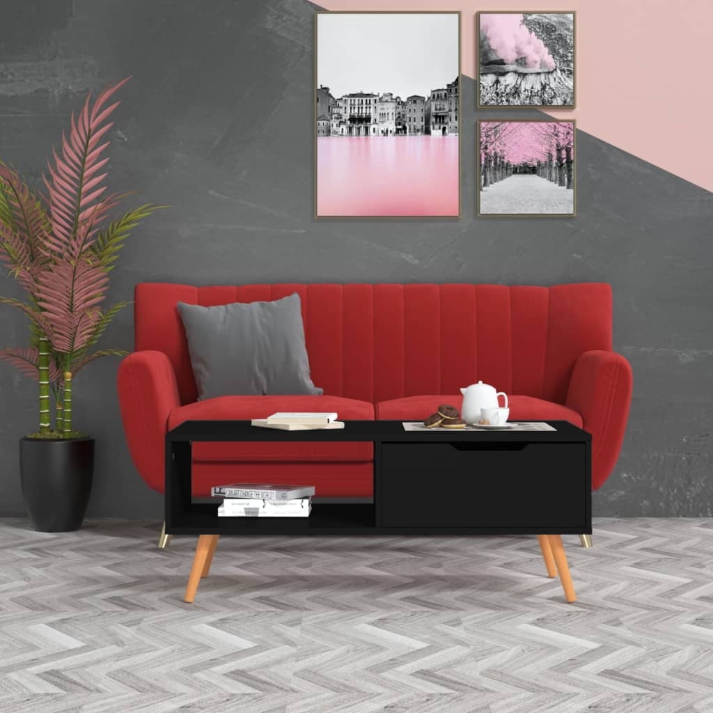 Elegant Black Engineered Wood Coffee Table 39.4"x19.5"