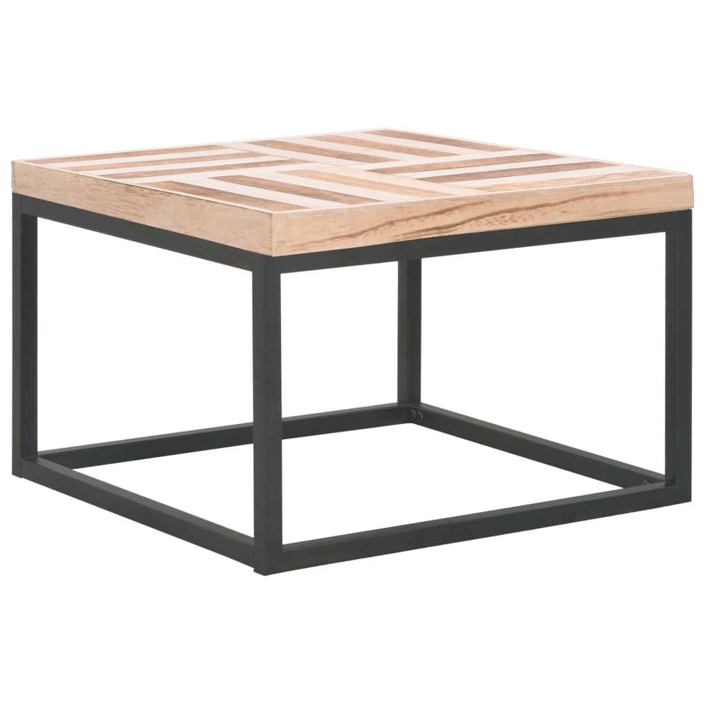 Industrial Light Wood Square Coffee Table with Black Steel Frame