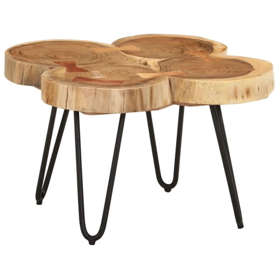 vidaXL Coffee Table End Table with Iron Legs 4 Trunks Solid Wood