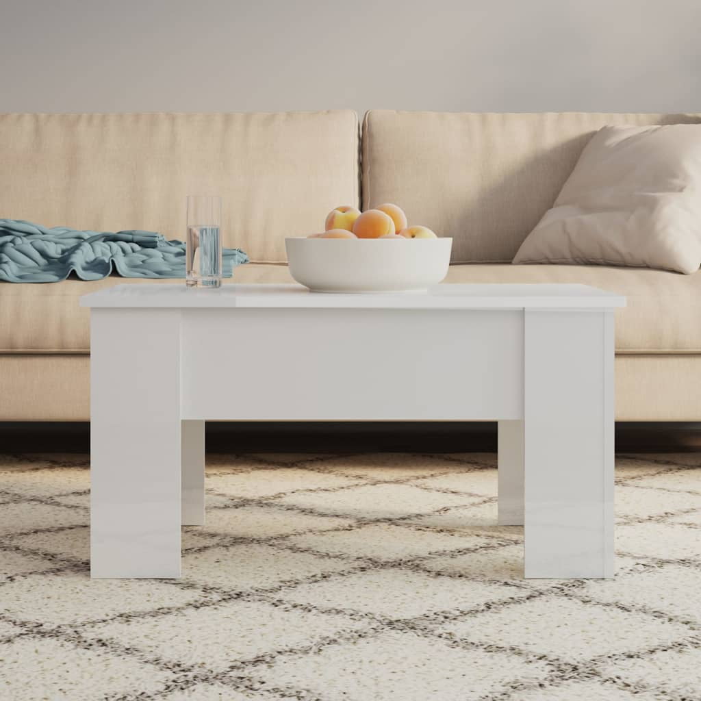 vidaXL Coffee Table High Gloss White 31.1"x19.3"x16.1" Engineered Wood ...