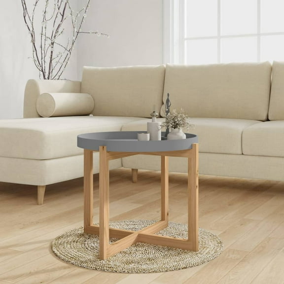 vidaXL Coffee Table Round End Table Sofa Table Engineered Wood Solid Wood Pine