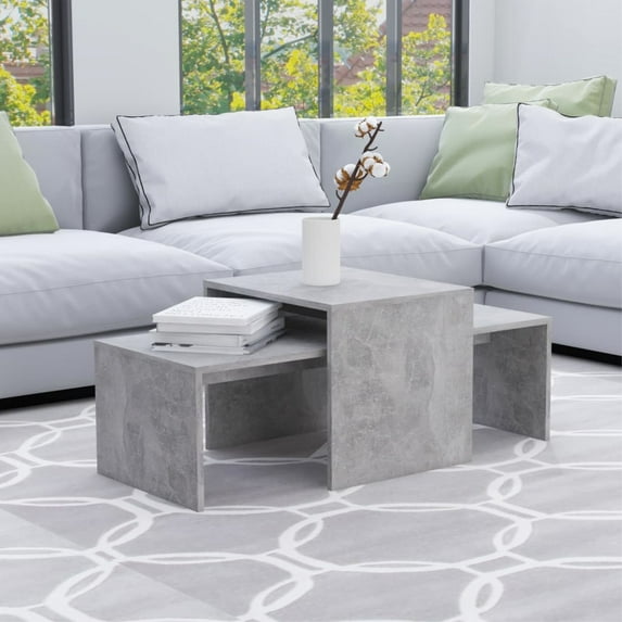 vidaXL Coffee Table Set Concrete Gray 39.4"x18.9"x15.7" Chipboard