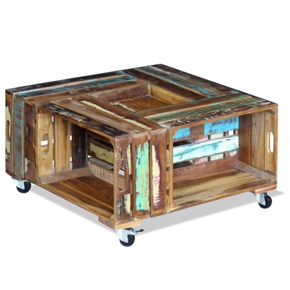 vidaXL Coffee Table Solid Reclaimed Wood 27.6"x27.6"x13.8"