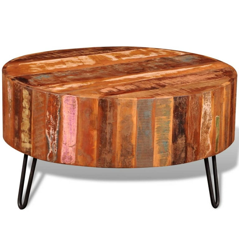 vidaXL Coffee Table Solid Reclaimed Wood Round Walmart
