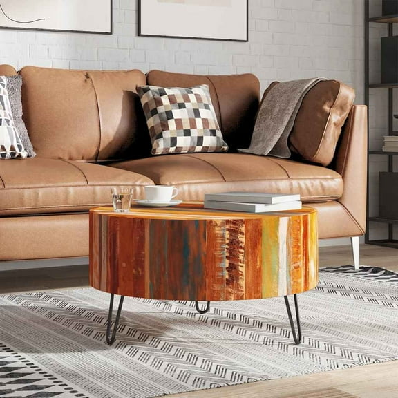 vidaXL 1 Piece Round Coffee Table Solid Reclaimed Wood for Living Room
