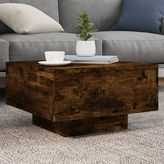 vidaXL Smoked Oak Engineered Wood Coffee Table with LED Lights