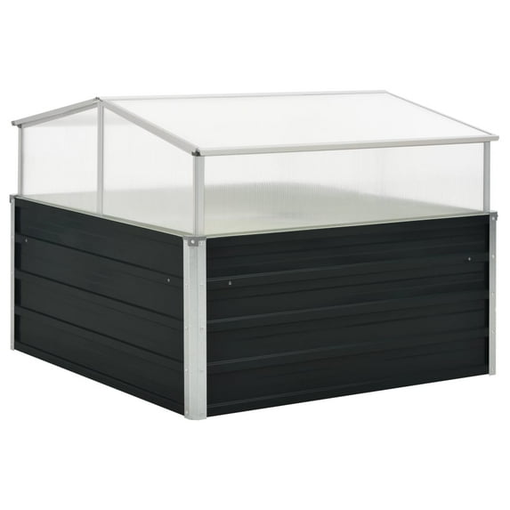 vidaXL Cold Frame Raised Garden Bed with Cover Greenhouse Galvanized Steel