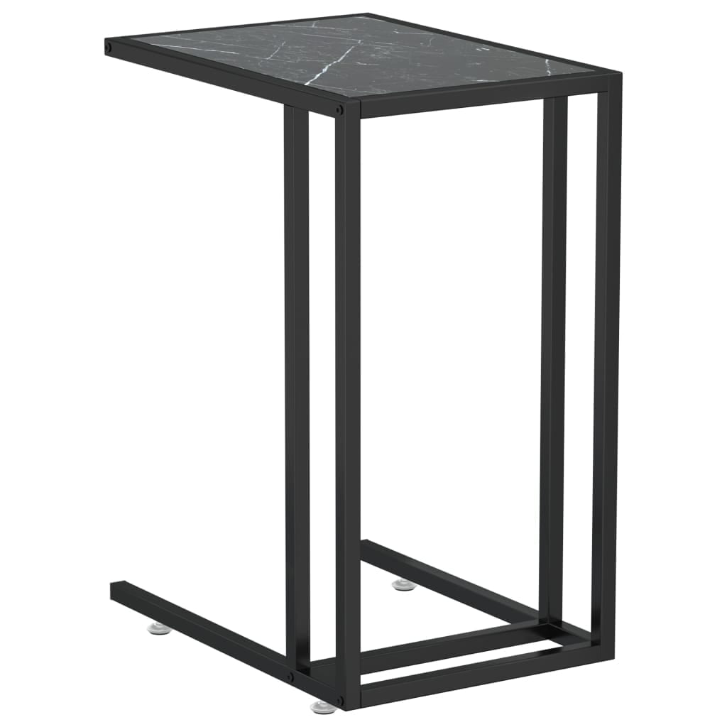 vidaXL Computer Side Table Accent C Shaped End Table Marble Tempered ...