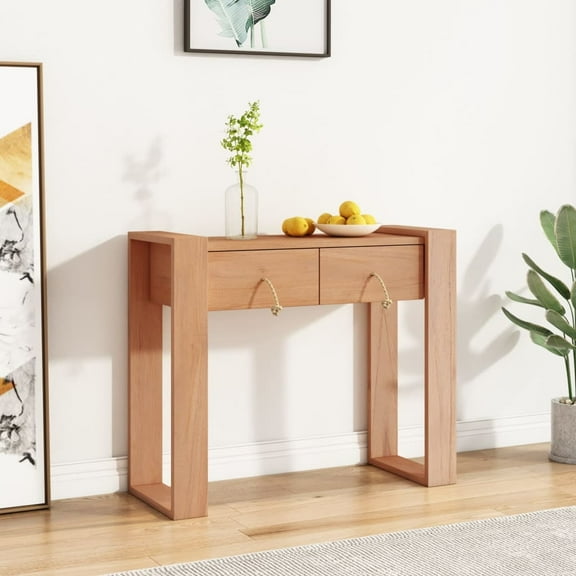 vidaXL Console Table 35.4"x13.8"x29.5" Solid Teak Wood