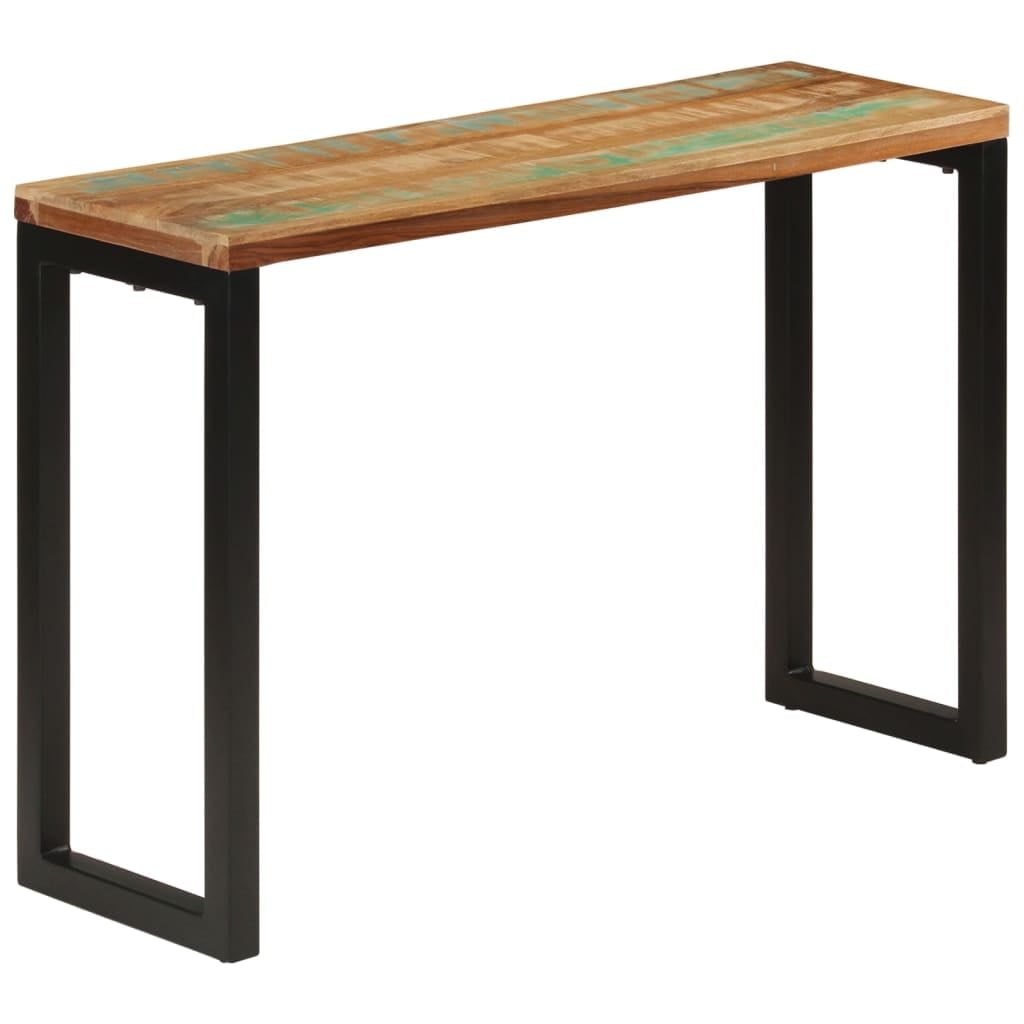 Reclaimed Mango Wood and Steel Hallway Table with Polished Finish