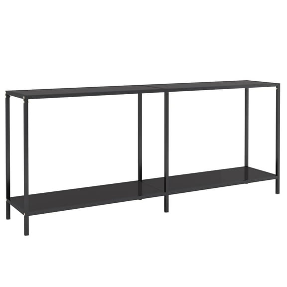 vidaXL Console Table Accent Side Table with Steel Frame Black Tempered Glass