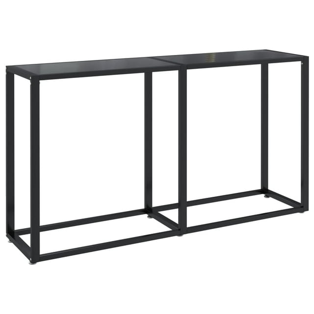 vidaXL Console Table Accent Side Table with Steel Frame Black Tempered Glass
