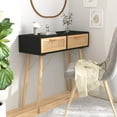 thumbnail image 1 of vidaXL Console Table Entryway Side Table Solid Wood Pine and Natural Rattan, 1 of 21