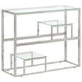 thumbnail image 1 of vidaXL Console Table Side End Table Silver Stainless Steel and Tempered Glass, 1 of 9