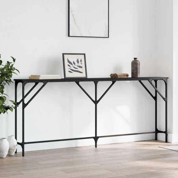 vidaXL Adjustable Engineered Wood Console Table, Black