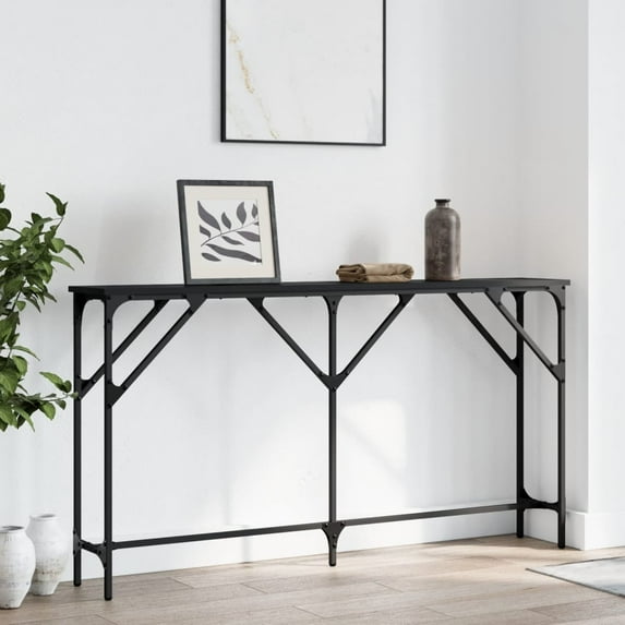 vidaXL Industrial Storage Engineered Wood Console Table, Black