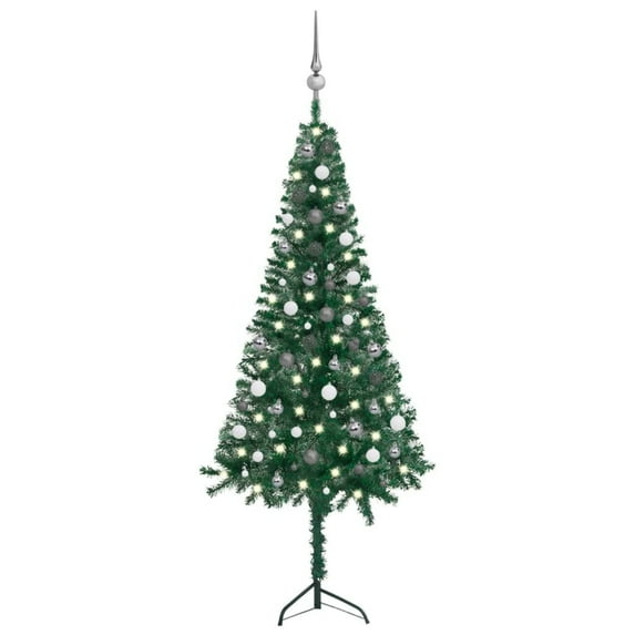 vidaXL Corner Artificial Christmas Tree LEDs&Ball PVC Multi Colors/Sizes