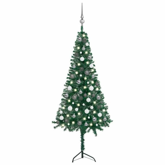 vidaXL Corner Artificial Christmas Tree LEDs&Ball PVC Multi Colors/Sizes