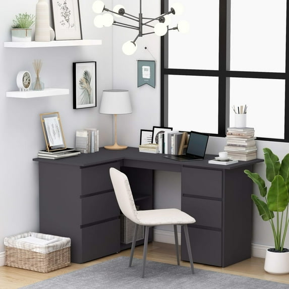 vidaXL Corner Desk Computer Desk Workstation Table Workstation Engineered Wood
