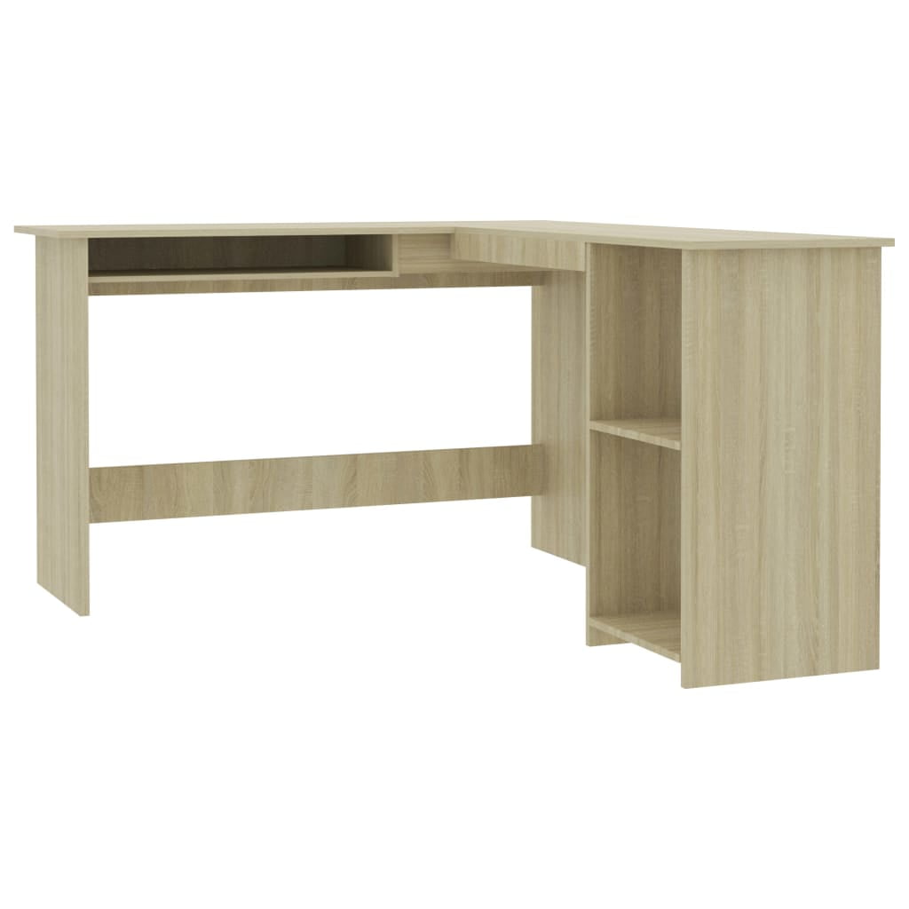 Sonoma Oak L-Shaped Corner Desk with Keyboard Tray and Filing Cabinet