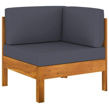 vidaXL Corner Outdoor Sofa with Dark Gray Cushions, Solid Acacia Wood
