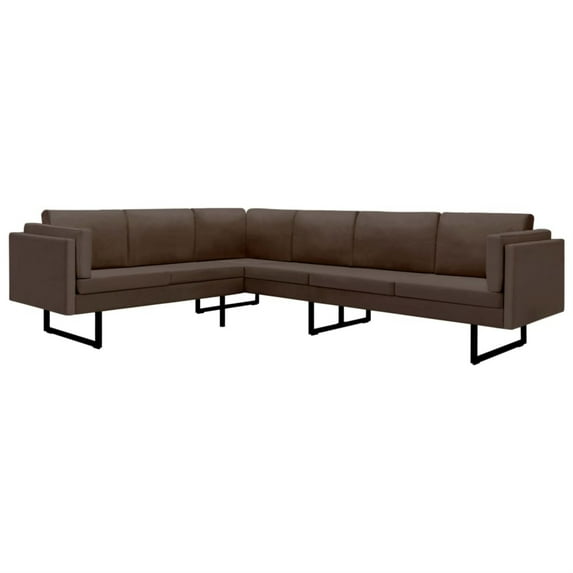vidaXL Corner Sofa Brown Fabric
