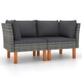 thumbnail image 1 of vidaXL Corner Sofas 2 pcs Poly Rattan and Solid Eucalyptus Wood, 1 of 7