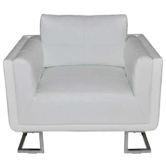 vidaXL Cube Armchair White Leather