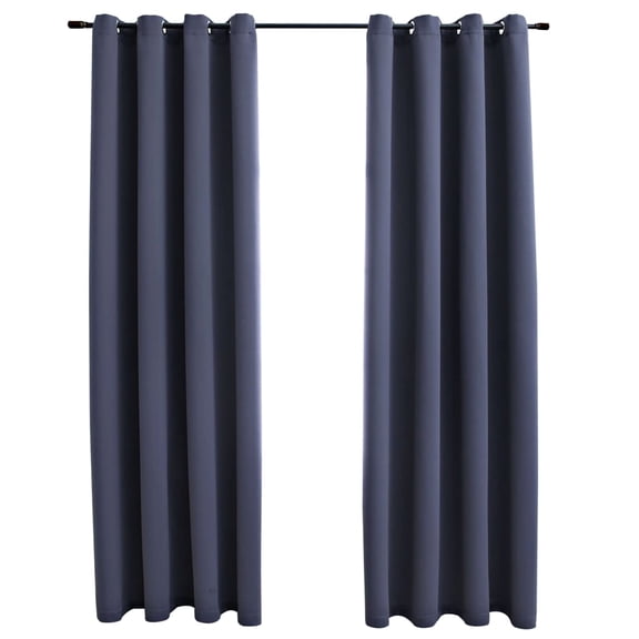 vidaXL Curtains 2 Pcs Roller Blackout Curtains Window Blinds with Rings Fabric