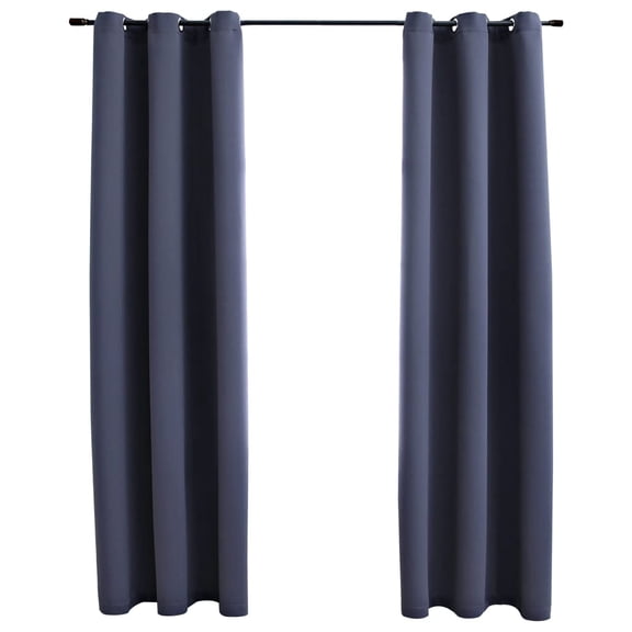 vidaXL Curtains 2 Pcs Roller Blackout Curtains Window Blinds with Rings Fabric