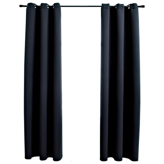 vidaXL Curtains 2 Pcs Roller Blackout Curtains Window Blinds with Rings Fabric