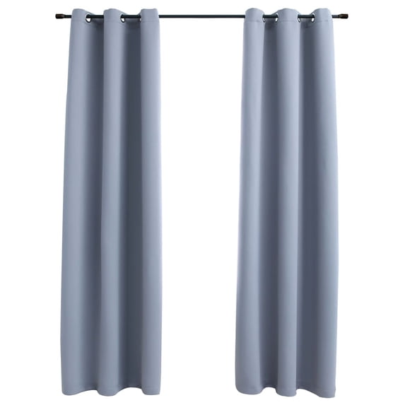 vidaXL Curtains 2 Pcs Roller Blackout Curtains Window Blinds with Rings Fabric