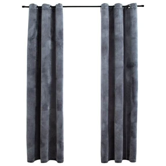 vidaXL Curtains 2 Pcs Roller Blackout Curtains Window Blinds with Rings Velvet