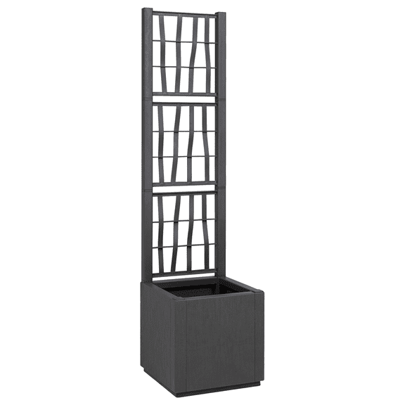 vidaXL Dark Grey Garden Planter with Trellis - 14.2 x 14.2 x 55.1 in.