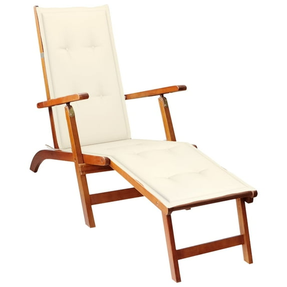 vidaXL Deckchair Patio Lounge Chair Folding Sunbed Cushion Solid Acacia Wood