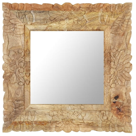 vidaXL Decorative Mirror Wall Bathroom Mirror Solid Mango Wood Hand Carved