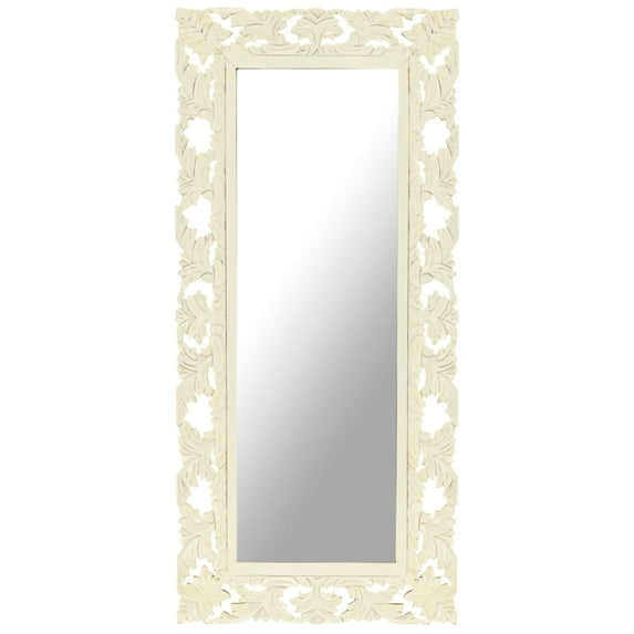 vidaXL Decorative Mirror Wall Bathroom Mirror Solid Mango Wood Hand Carved