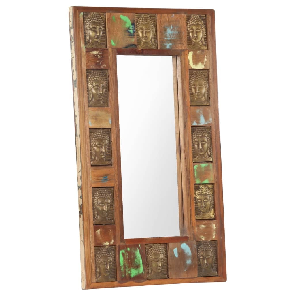 Reclaimed Wood Buddha Cladding Rectangular Wall Mirror
