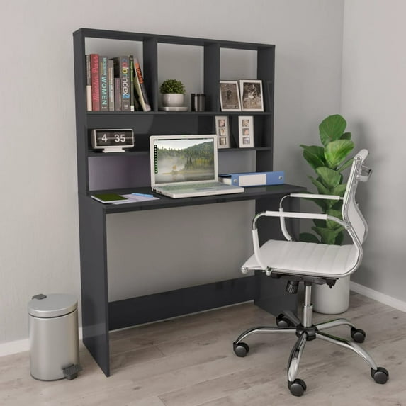 vidaXL Desk Computer Desk Home Office Desk with Bookshelves Engineered Wood