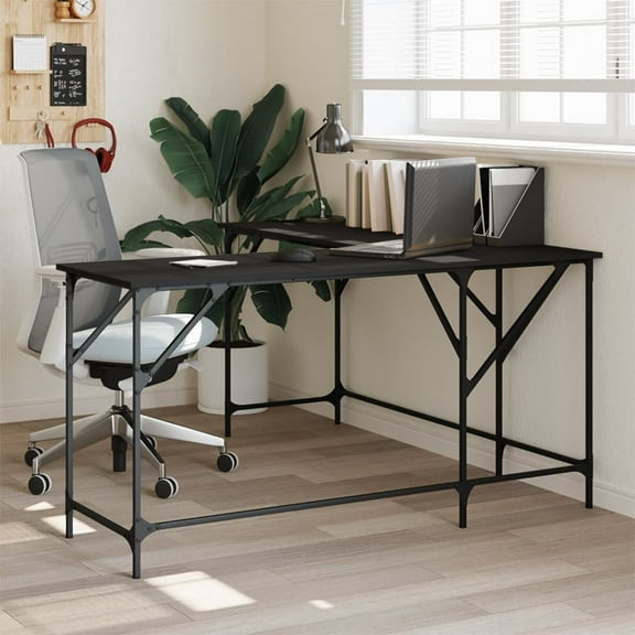vidaXL Desk L-shape Computer Writing Table with Metal Frame Engineered Wood