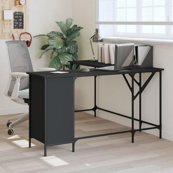 vidaXL Desk Storage L-shape Computer Study Table with Shelves Engineered Wood