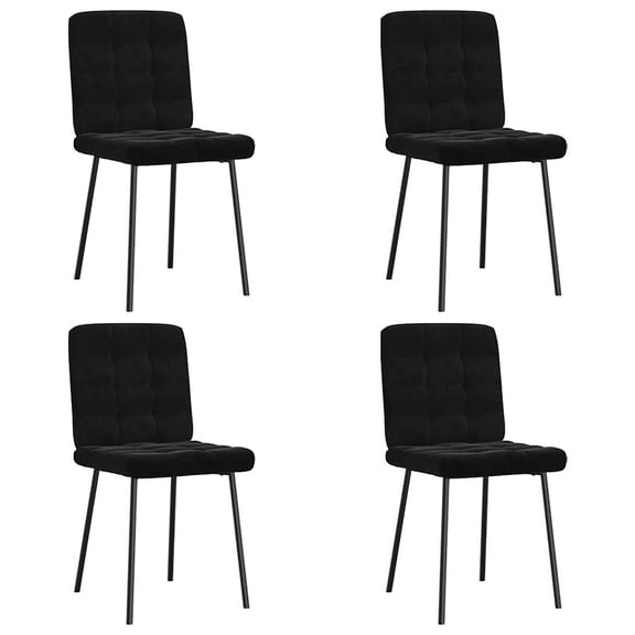 vidaXL Dining Chair Set of 4 Black Velvet, Plywood, Metal Standard