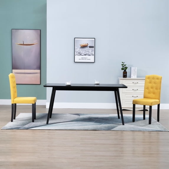vidaXL Dining Chairs 2 pcs Yellow Fabric