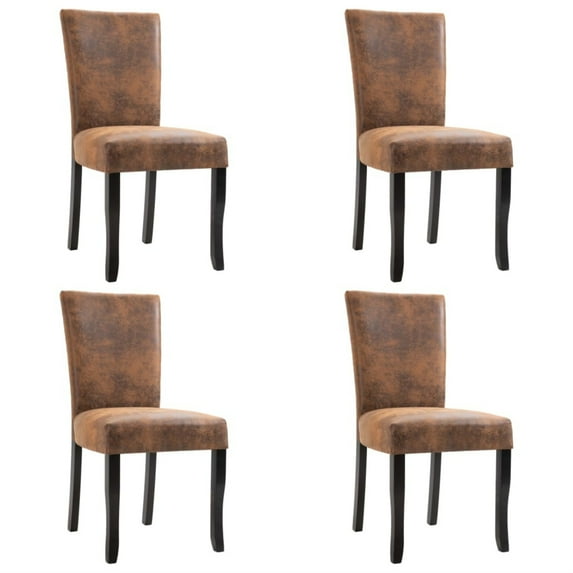 vidaXL Dining Chairs 4 pcs Brown Faux Suede Leather