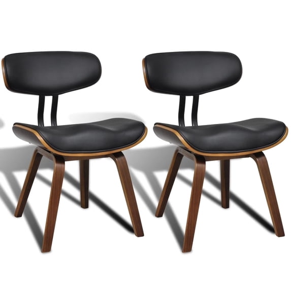 vidaXL Dining Chairs Accent Chair for Kitchen 2 Pcs Bent Wood and Faux Leather