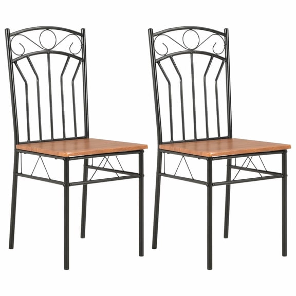 vidaXL Dining Chairs Wood Top Metal Frame Seating for Dining Room Brown MDF